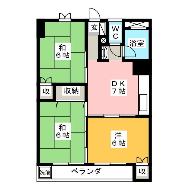 蓮見マンション(3DK/4階)の間取り写真