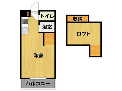 ハイツ秀芳(ワンルーム/2階)の間取り写真