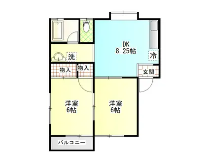 コーポ寺門B棟(2DK/2階)の間取り写真