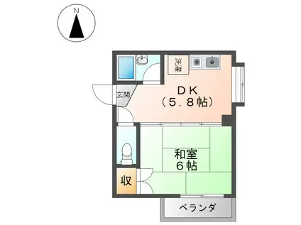 あやら白鳥(1DK/2階)の間取り写真