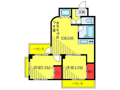 カルムサイトー(2DK/3階)の間取り写真