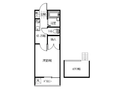 メゾンドグレイス(1K/2階)の間取り写真