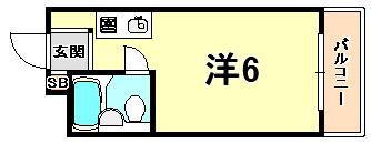 神栄ハイツ(ワンルーム/2階)の間取り写真