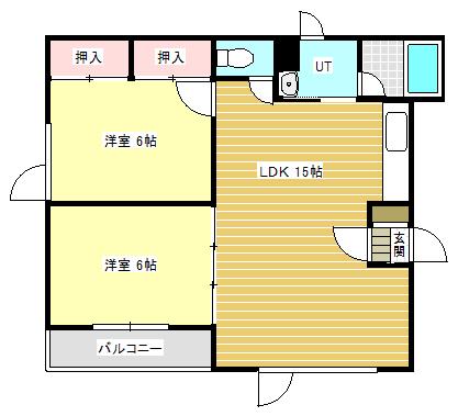 グリーンタウン(2LDK/2階)の間取り写真