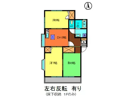 ビューパレスカトネンC棟(3DK/2階)の間取り写真