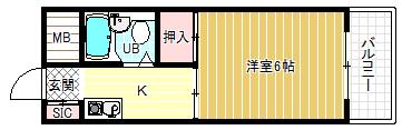 千幸ハイツ(1K/2階)の間取り写真