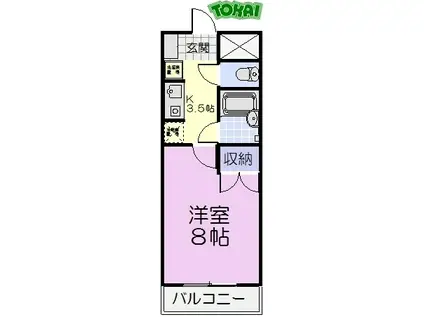 ナイスセブンあつみ(1K/4階)の間取り写真