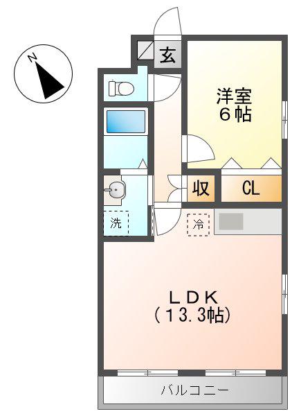 プランドール(1LDK/3階)の間取り写真