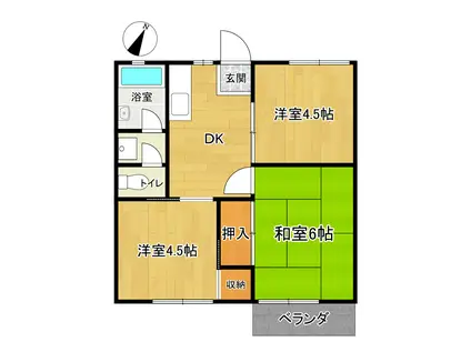 コーポ向原(3DK/2階)の間取り写真