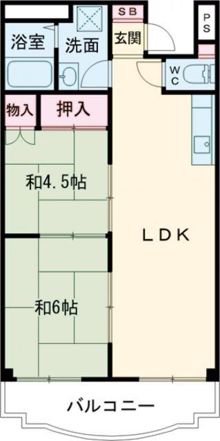 ビアンカ狭山B棟(2LDK/4階)の間取り写真