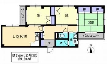 ブリッサ花ノ宮(3LDK/3階)の間取り写真
