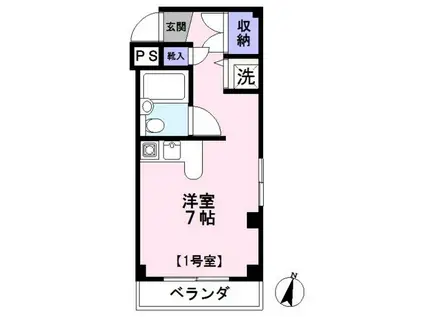 フレクション浦和田島(ワンルーム/1階)の間取り写真