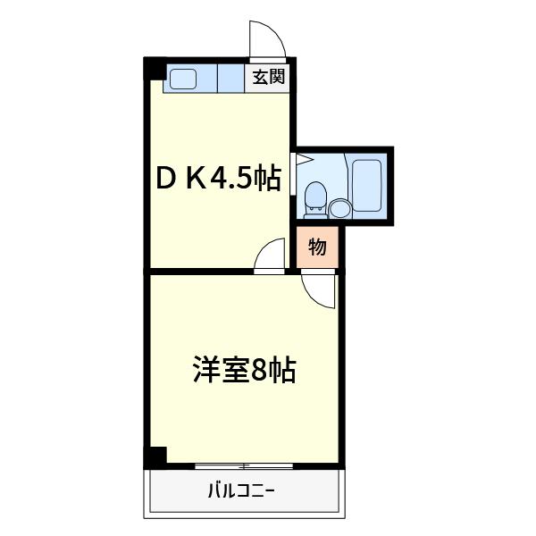 ハイツ88(1DK/4階)の間取り写真