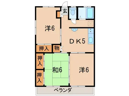 二瓶ハイツ(3DK/2階)の間取り写真