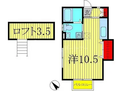 コーポ・ステラ B棟(ワンルーム/2階)の間取り写真