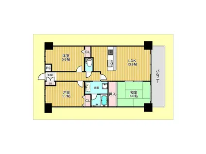 ルアン緑地(3LDK/3階)の間取り写真