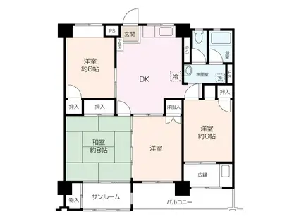 野庭団地634-5号棟(4DK/8階)の間取り写真