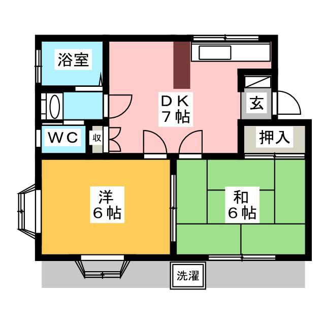 カーサ山口(2DK/2階)の間取り写真