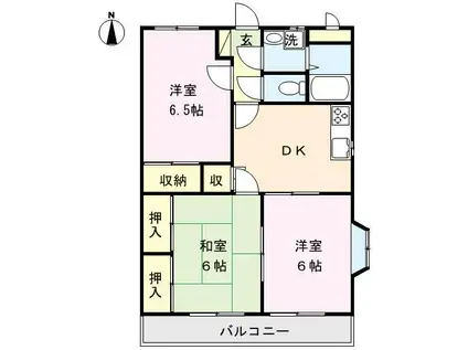 バルパレーチェリーブラッサム(3DK/1階)の間取り写真