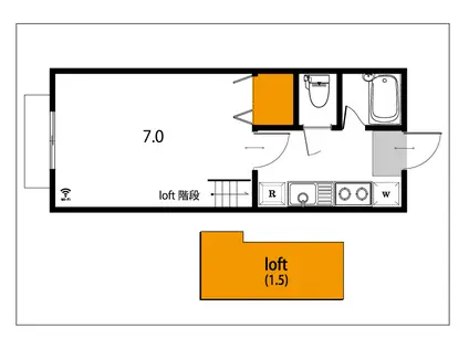 カリーノM(1K/2階)の間取り写真