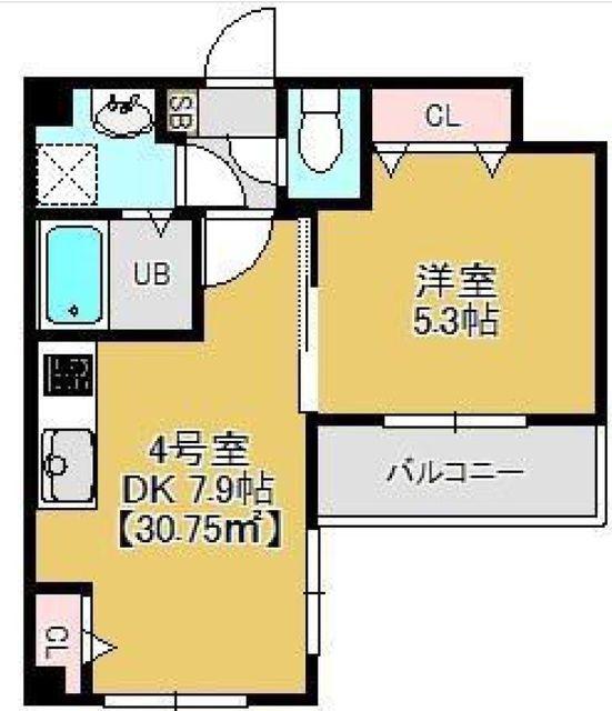 アルカンシエル幕張(1DK/1階)の間取り写真