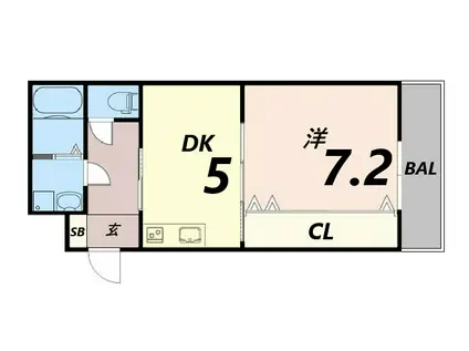 プロスパー尼崎(1DK/5階)の間取り写真