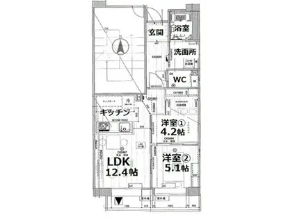 アクティ目黒駅前I(2LDK/9階)の間取り写真