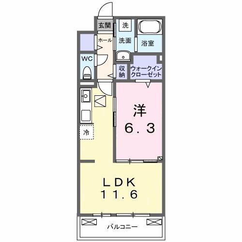クラール 今泉(1LDK/2階)の間取り写真