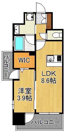 デザイナーズ ざ・片野(1LDK/8階)の間取り写真