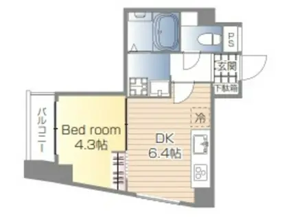 コスモグランデII(1DK/5階)の間取り写真