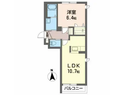 シャロム鎌倉II(1LDK/2階)の間取り写真