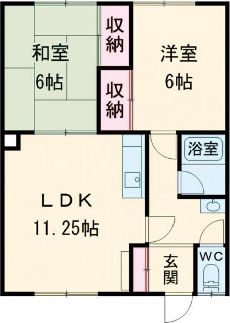 コーポ大國(2LDK/2階)の間取り写真