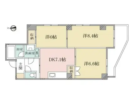 ミラヴェル麻生(3DK/2階)の間取り写真