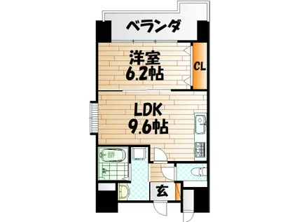 竪町センタービル(1LDK/2階)の間取り写真