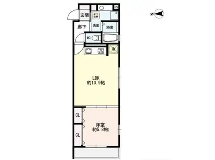 ブランシェ本町(1LDK/1階)の間取り写真