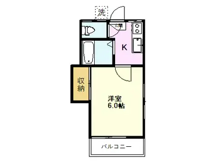 旭ヶ丘コーポ(1K/1階)の間取り写真