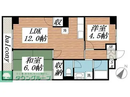山口マンション(2LDK/5階)の間取り写真