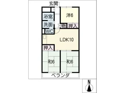 レジデンス光和II(3LDK/5階)の間取り写真