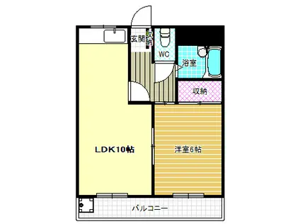 パリーサハウス福田(1LDK/3階)の間取り写真