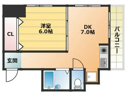 カトレアマンション(1DK/3階)の間取り写真