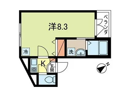 カーサ・レガロ(1K/B1階)の間取り写真