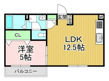 東向日駅ハイツプロジェクト(1LDK/2階)の間取り写真