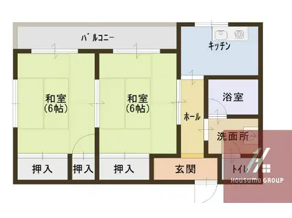 エイトビル弁天町(2K/3階)の間取り写真