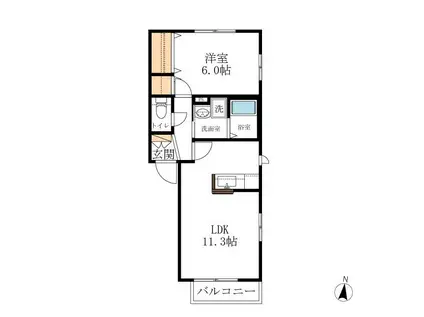 メゾン・ド・タマミズ(1LDK/2階)の間取り写真