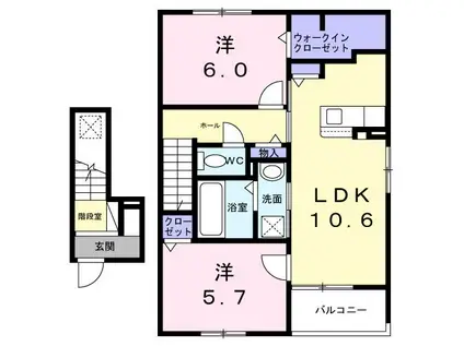 ノール・エトワール(2LDK/2階)の間取り写真