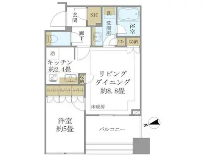 白金ザ・スカイ(1LDK/6階)の間取り写真