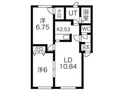 ボヌール元町(2LDK/1階)の間取り写真
