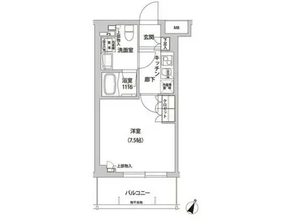 フレアージュ白金台(1K/3階)の間取り写真