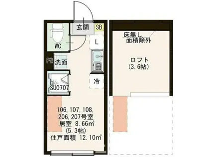 AZUR井荻(ワンルーム/1階)の間取り写真