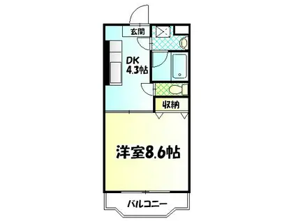 グランツ秦野(1DK/1階)の間取り写真